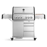 BURNHARD® 4-Brenner Gasgrill Edelstahl inkl. Heckbrenner, mit Gusseisen Grillrost & inkl. stabiler Abdeckhaube, Seitenkochfeld mit Infrarot Keramikbrenner - EARL