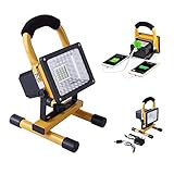 Lanfu 15W LED Arbeitsleuchte Baustrahler led 4000mAh IP65 Led Strahler Akku Wiederaufladbar,tragbares Flutlicht mit abnehmbarem Standfuß,Stromausfällen, Camping, Werkstatt, Notfall[Energieklasse A+]