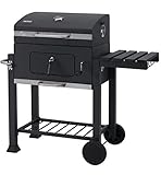 tepro Holzkohlegrill (Grillwagen) Toronto Click, Grillfläche: ca. 56 x 41,5 cm, BBQ mit Deckel, Edelstahl-Griff, Grillrost und Thermometer, Maße ca. 115 x 67 x 107 cm
