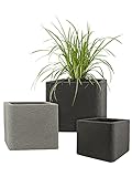 Pflanzwerk® Pflanzkübel Kunststoff Cube Lava Grau 27x30x30cm Blumentopf *Frostbeständige Blumenkübel* *2 Jahre GARANTIE* *Premium Pflanzenkübel Qualität*