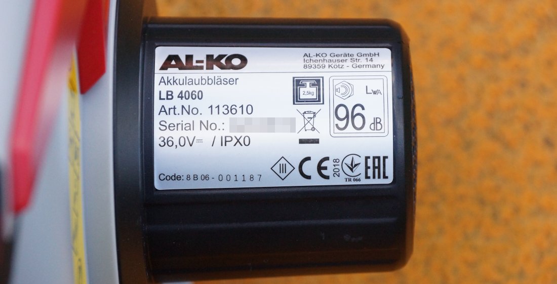 typenschild alko akku laubblaseser